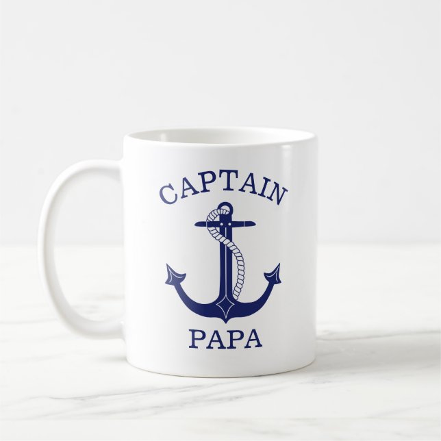 Taza De Café Capitán de Ancla Náutica Papa Abuelo (Izquierda)