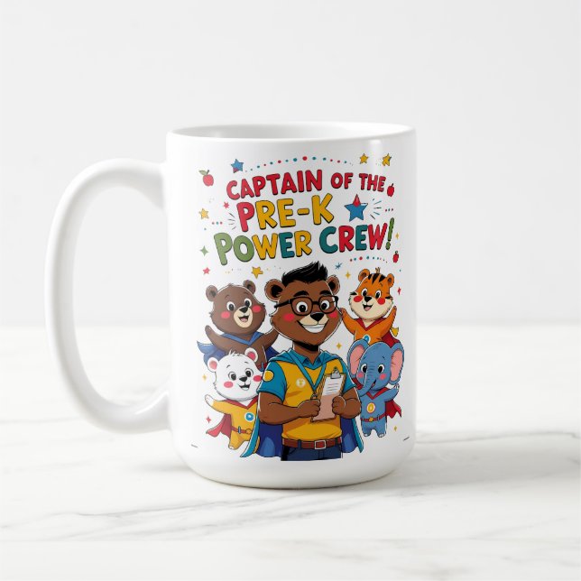 Taza De Café Capitán de la tripulación de poder pre-K (Izquierda)