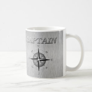 Taza De Café Capitán de plata con el rosa de compás
