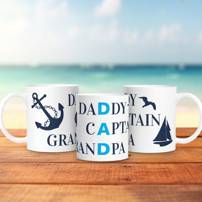 Taza De Café Capitán del abuelo papá Nautical (Subido por el creador)