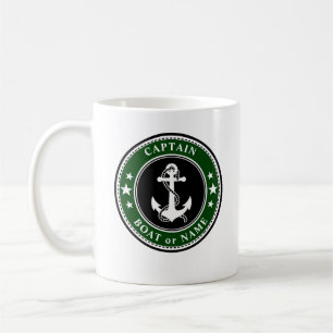Taza De Café Capitán del Ancla Náutico Capitán Barco o Nombre 2