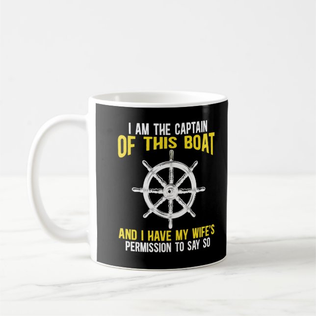 Taza De Café Capitán del barco: Sailing Skipper Boat Humor (Izquierda)