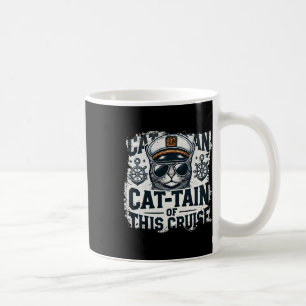 Taza De Café Capitán Gato-tán del crucero de vacaciones en el m