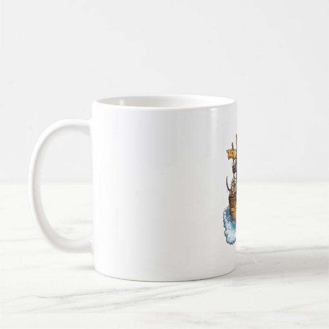 Taza De Café Capitán Meowbeard - Gráfica divertida de gato pira (Izquierda)