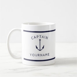 Taza De Café Capitán náutico Anchor con su nombre Mug