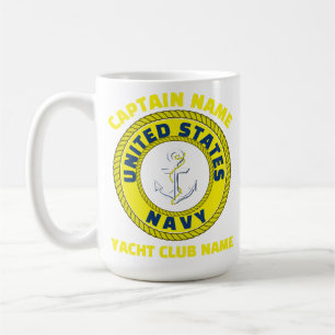 Taza De Café Capitán náutico del Ancla azul marino navegando en