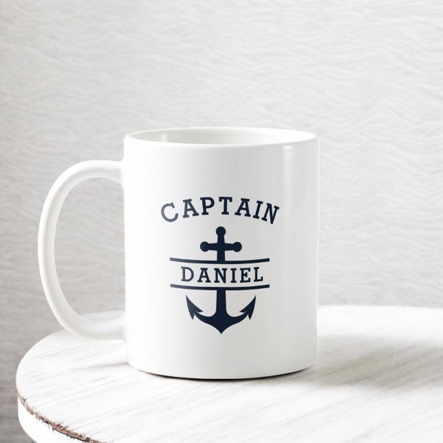 Taza De Café Capitán personalizado Boat Nautical Anchor (Subido por el creador)
