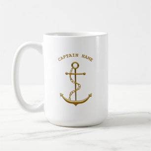 Taza De Café Capitán Personalizado de oro Nautical