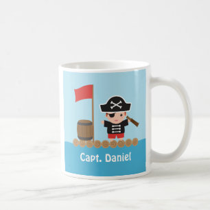 Taza De Café Capitán pirata, mariposa oceánica, moto de nombre 