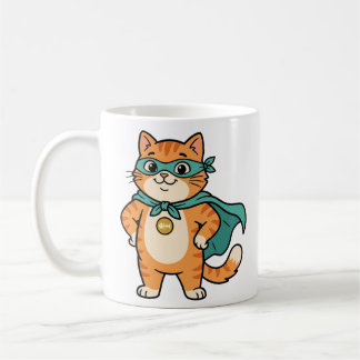 Taza De Café Capitán Whiskerton - Lindo Gato Naranja Superhéroe