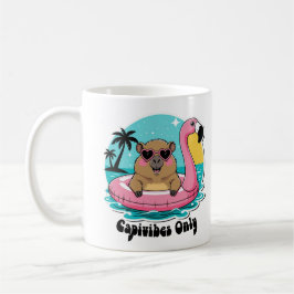 Taza De Café Capivara Estilosa no Verão com Boia Rosa