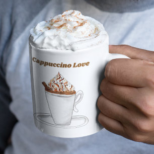Taza De Café Cappuccino Amor Acuarela Con Canela