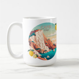 Taza De Café Capri Italy Lemons Mediterranean Island Retro