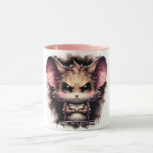 Taza de café caprichosa con ratón enojado