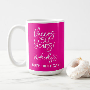 Taza De Café Caprichoso Rosa Aclamaciones a 50 Años Cumpleaños 