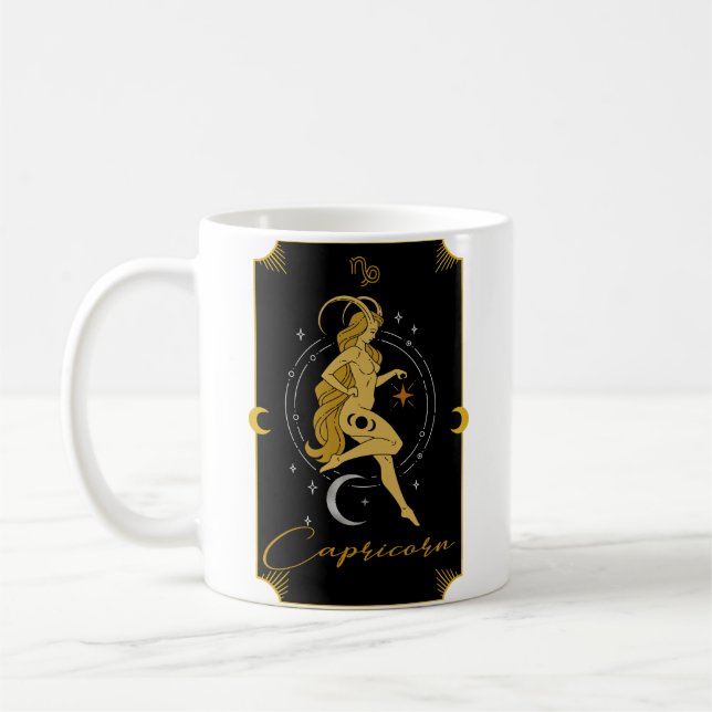 Taza De Café Capricorn Saucy Rótulos Astrológico Mug (Izquierda)