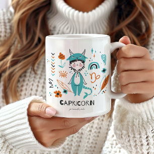 Taza De Café Capricornio Zodiac Rótulo Mug, Cute Capricorn