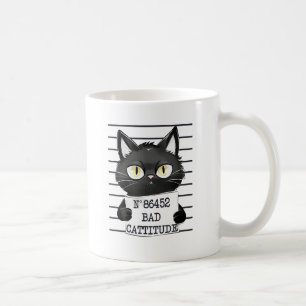 Taza De Café Captura de pantalla de gato negro divertido y lind