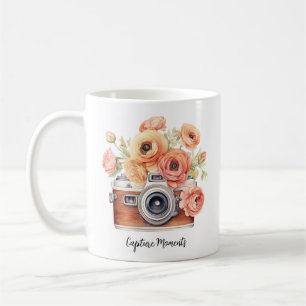 Taza De Café Captura momentos para fotógrafos con flores