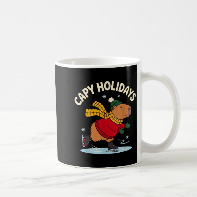 Taza De Café Capy Holidays Ice Skating Capybara Funny Xmas Chri (Derecha)