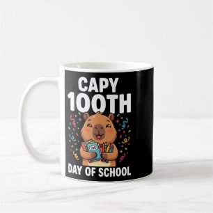 Taza De Café Capybara 100.º día de escuela Lindo animal capy
