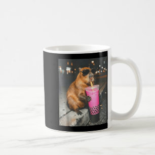 Taza De Café Capybara bebiendo té de boba helado meme divertido
