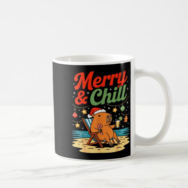 Taza De Café Capybara Christmas Holiday Beach Vibes Merry And C (Derecha)