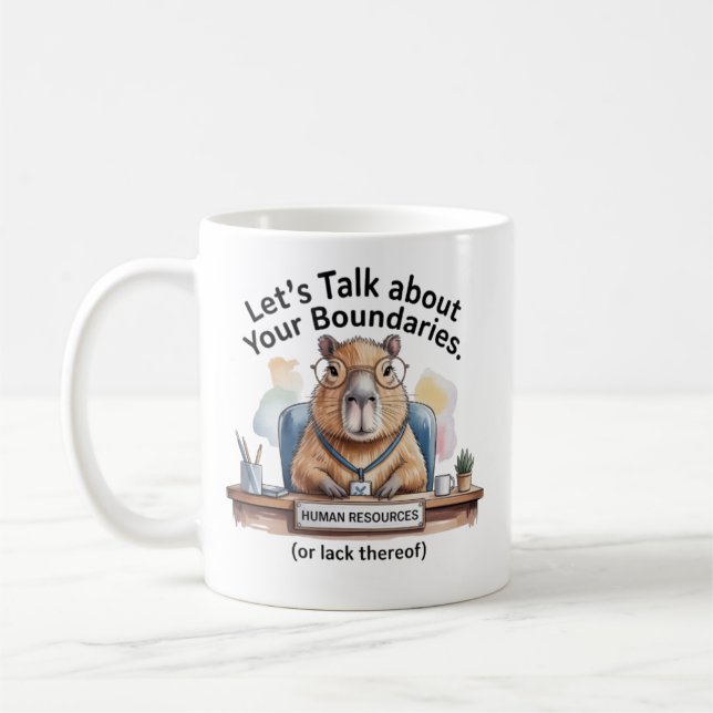 Taza De Café Capybara HR Mug - Funny Office Boundaries Coffee C (Izquierda)