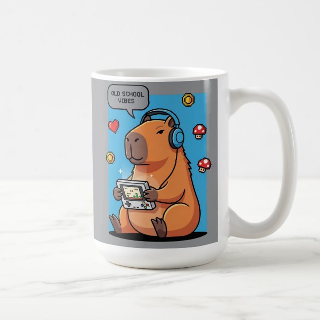 Taza De Café Capybara Old School Gamer Water Bottle (Derecha)