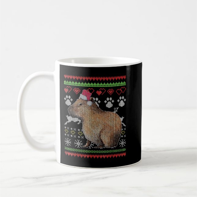Taza De Café Capybara Santa Claus Navidades feos Sweater Holida (Izquierda)