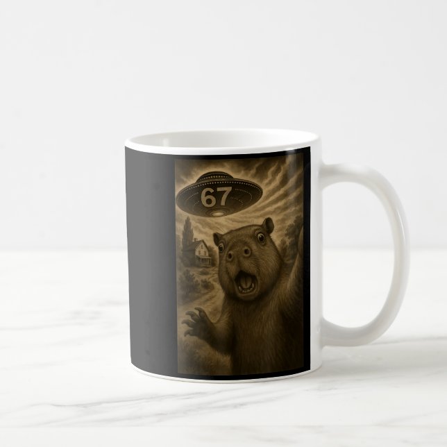 Taza De Café Capybara Selfie 67 Meme Six Seven Funny Ufo  (Derecha)
