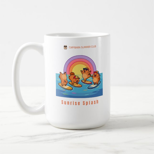 Taza De Café Capybara Summer Club Amanecer Salpicado – Cute Cap (Izquierda)