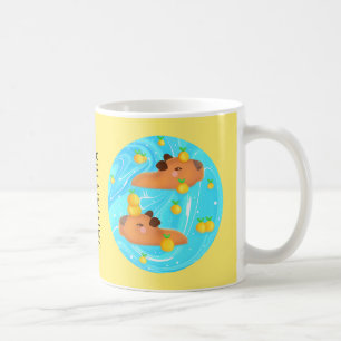 Taza De Café Capybaras En Agua Con Naranjas