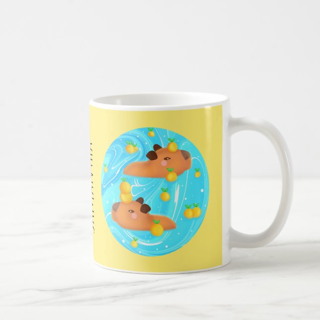Taza De Café Capybaras En Agua Con Naranjas (Derecha)
