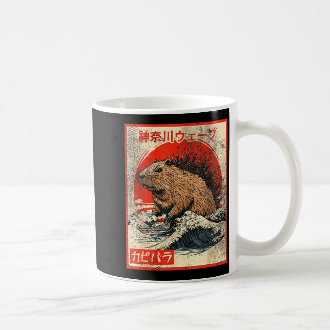 Taza De Café Capyzilla _ Kanagwa Wave Japan _ Cool Rodent Capyb (Derecha)