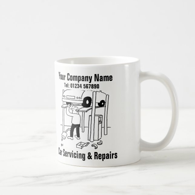 Taza De Café Car Servicing & Repairs Dibujo Animado (Derecha)