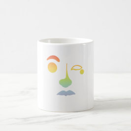 Taza De Café Cara abstracta sin título: Arcoíris