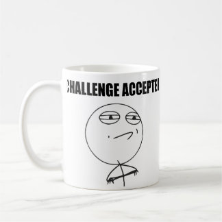 Taza De Café Cara aceptada desafío Meme cómico de la rabia
