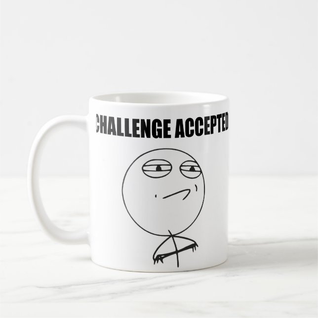 Taza De Café Cara aceptada desafío Meme cómico de la rabia (Izquierda)