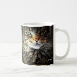 Taza De Café Cara bonita del Coon de Maine del ángel gruñón