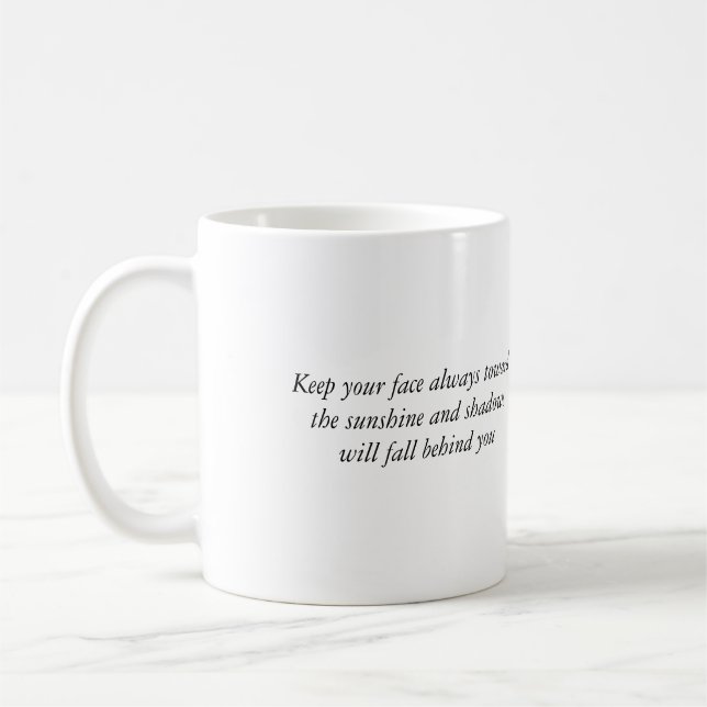 Taza De Café "Cara cita inspiradora de Whitman de la sol" (Izquierda)