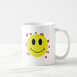 Taza De Café Cara con los corazones rojos