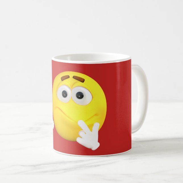 Taza De Café Cara confusa del dibujo animado del Emoticon de la (Anverso derecho)
