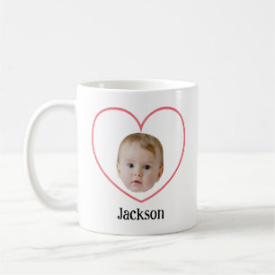 Taza De Café Cara de bebé linda personalizada con línea del cor