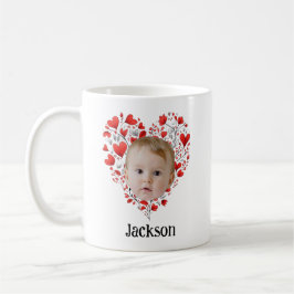 Taza De Café Cara de bebé linda personalizada con patrón de cor
