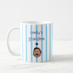 Taza De Café Cara de bebé personalizada con rayas Nombre de la
