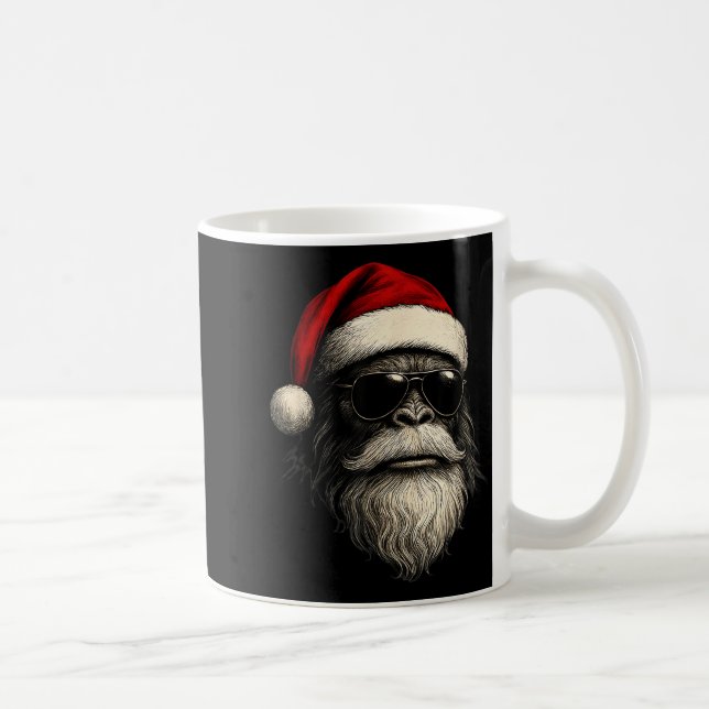 Taza De Café Cara de Bigfoot Gafas de sol Papá Noel Navidad Div (Derecha)