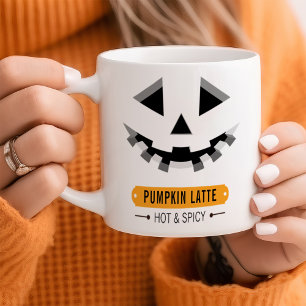 Taza De Café Cara de Calabaza Lindo Halloween Personalizable