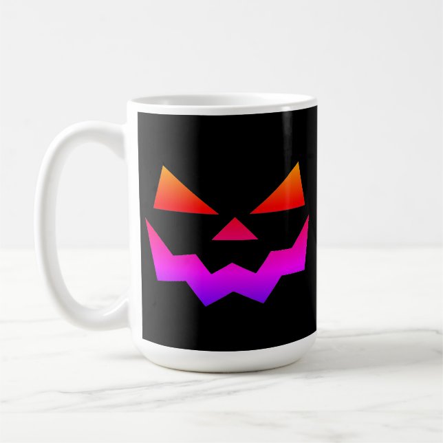 Taza De Café Cara de calabaza Ombre brillante Jack-o-lantern (Izquierda)