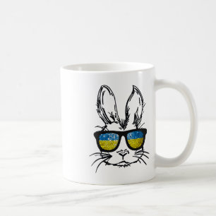 Taza De Café Cara de conejito lindo que lleva gafas Bandera de